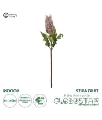 GloboStar® Artificial Garden PURPLE STIPA FRUIT BRANCH 21375 Τεχνητό Διακοσμητικό Κλαδί Στίπα  Y69cm